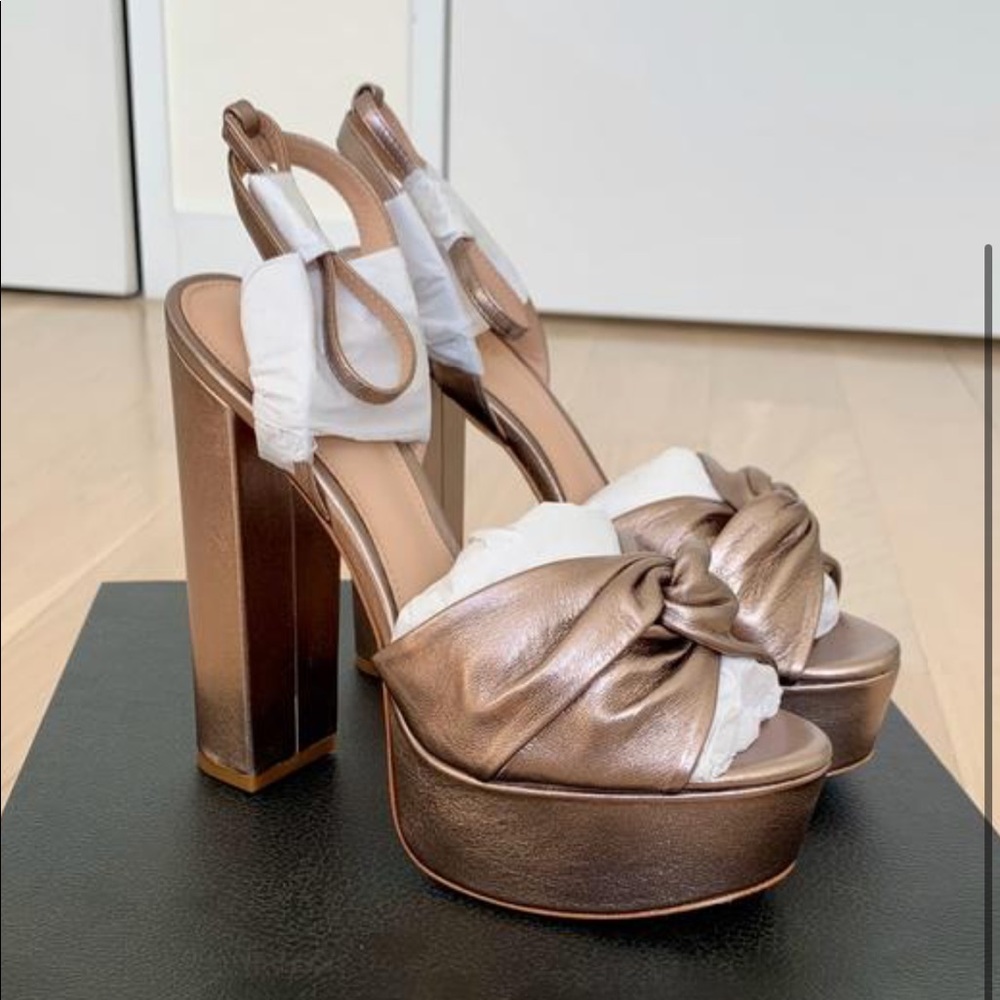 Rachel Zoe Metallic Blush Claudette Platforms